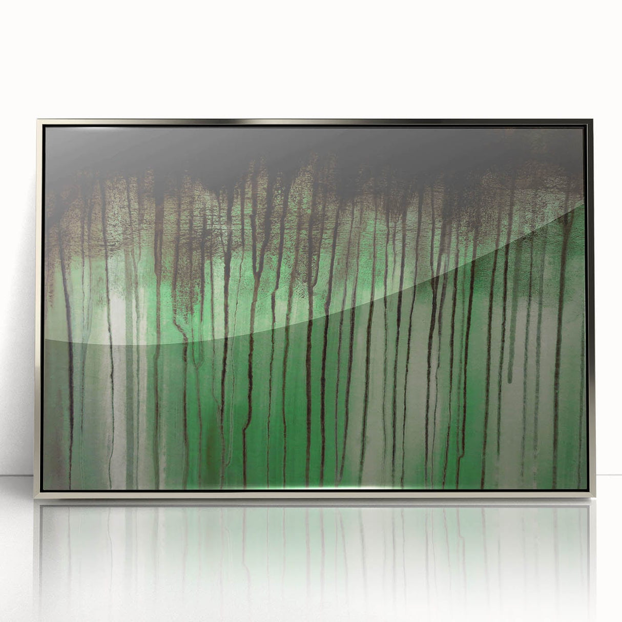 Large Abstract Wall Art – Moody Green & Black Drip Canvas Print