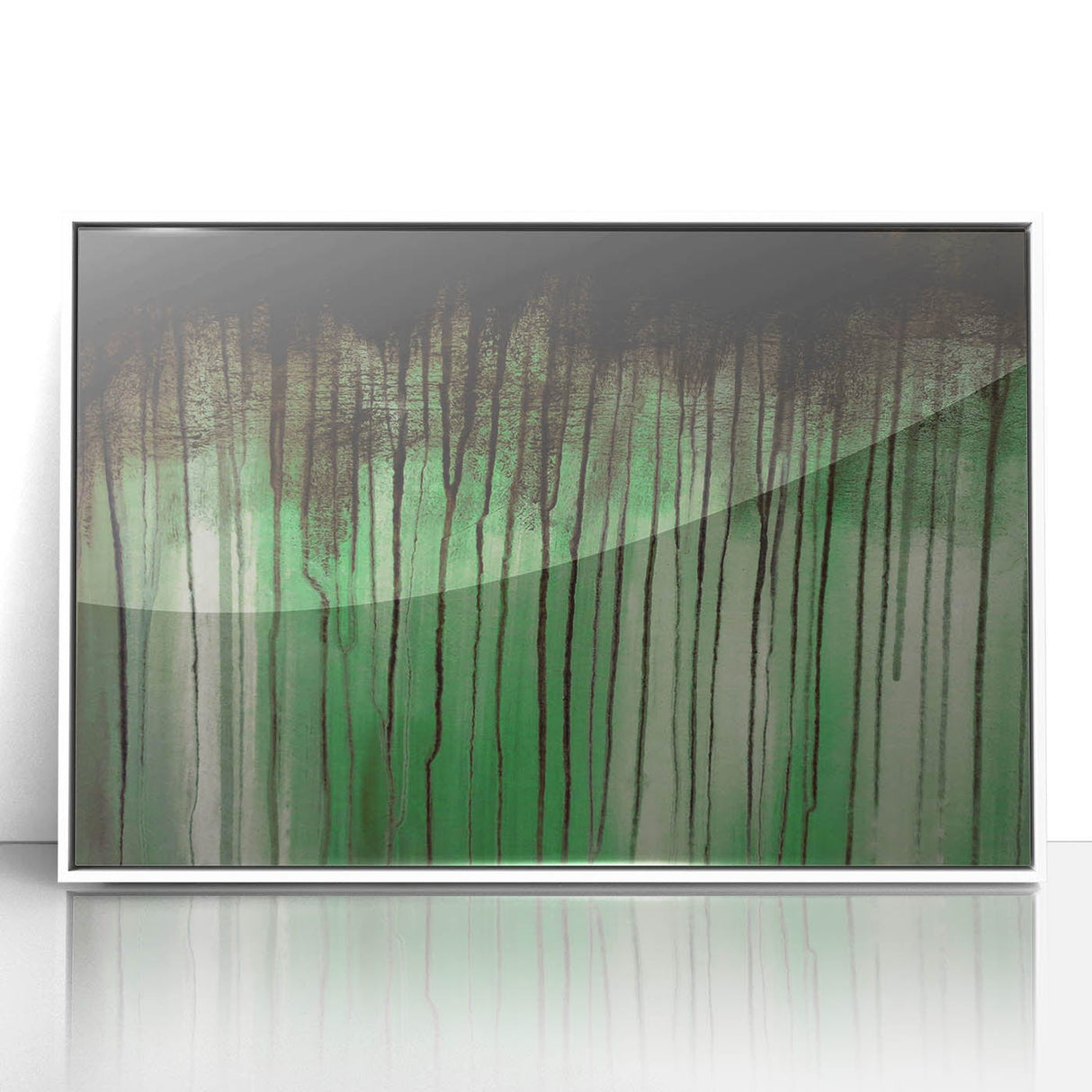 Large Abstract Wall Art – Moody Green & Black Drip Canvas Print