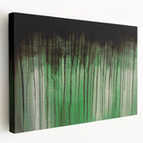 Large Abstract Wall Art – Moody Green & Black Drip Canvas Print