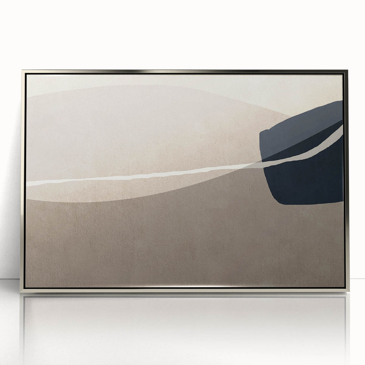 Large Abstract Wall Decor - Organic Shapes in Beige and Navy