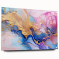 Abstract Fluid Canvas Art – Pink, Blue & Gold Modern Wall Print