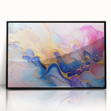 Abstract Fluid Canvas Art – Pink, Blue & Gold Modern Wall Print