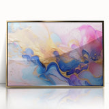 Abstract Fluid Canvas Art – Pink, Blue & Gold Modern Wall Print