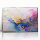 Abstract Fluid Canvas Art – Pink, Blue & Gold Modern Wall Print