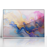 Abstract Fluid Canvas Art – Pink, Blue & Gold Modern Wall Print