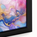 Abstract Fluid Canvas Art – Pink, Blue & Gold Modern Wall Print