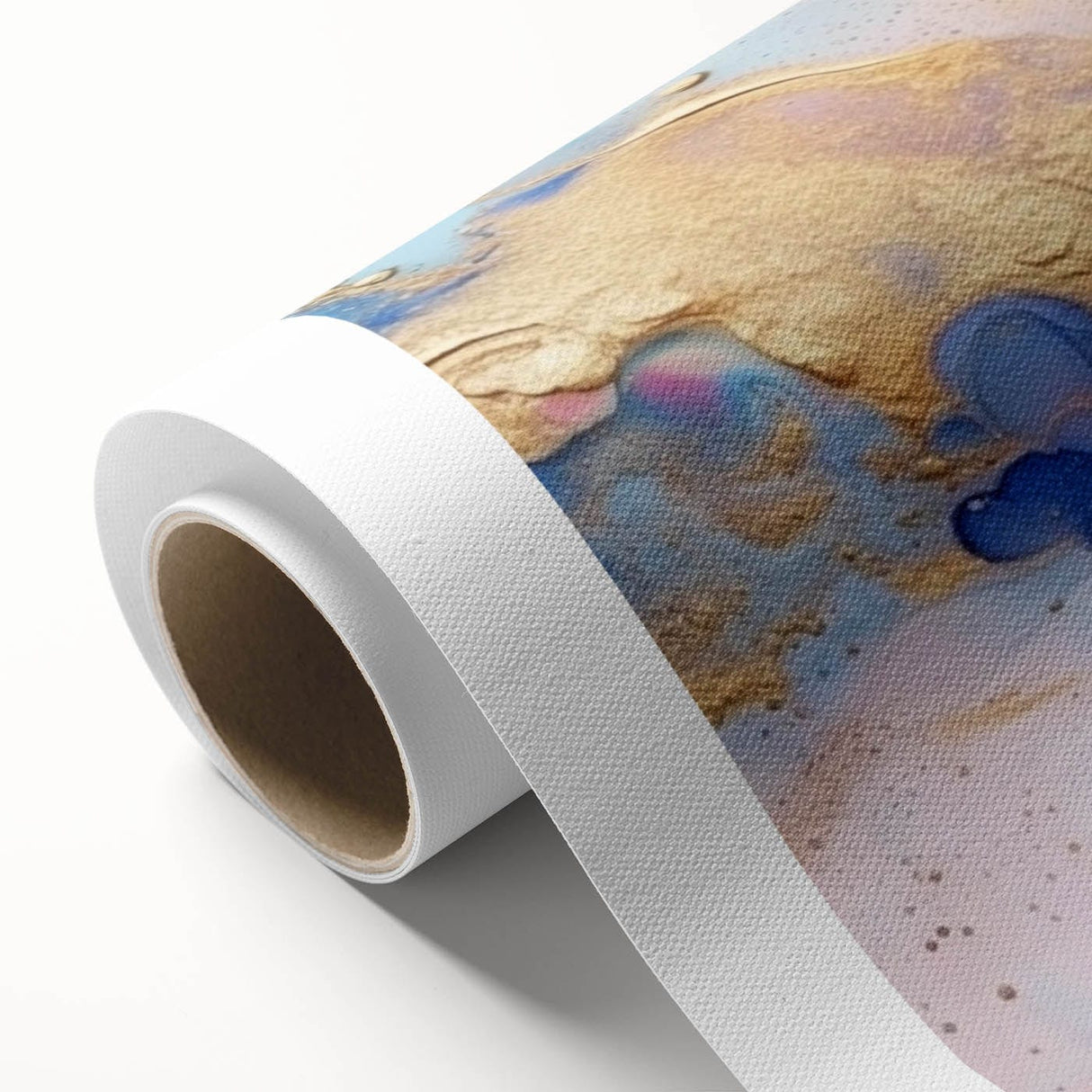 Abstract Fluid Canvas Art – Pink, Blue & Gold Modern Wall Print