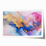 Abstract Fluid Canvas Art – Pink, Blue & Gold Modern Wall Print