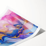 Abstract Fluid Canvas Art – Pink, Blue & Gold Modern Wall Print