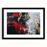 Textured Red and Gold Drama – Bold Abstract Wall Art Print