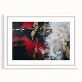 Textured Red and Gold Drama – Bold Abstract Wall Art Print