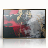 Textured Red and Gold Drama – Bold Abstract Wall Art Print