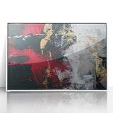 Textured Red and Gold Drama – Bold Abstract Wall Art Print