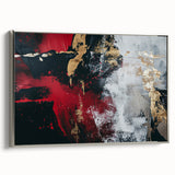 Textured Red and Gold Drama – Bold Abstract Wall Art Print