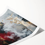 Textured Red and Gold Drama – Bold Abstract Wall Art Print