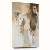 Elegant Abstract Expressionist Horse Art – Neutral Canvas Print