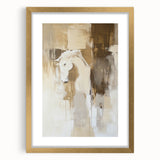 Elegant Abstract Expressionist Horse Art – Neutral Canvas Print