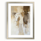 Elegant Abstract Expressionist Horse Art – Neutral Canvas Print