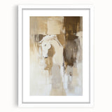 Elegant Abstract Expressionist Horse Art – Neutral Canvas Print