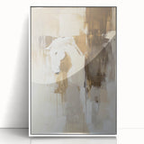 Elegant Abstract Expressionist Horse Art – Neutral Canvas Print