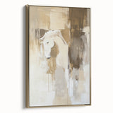 Elegant Abstract Expressionist Horse Art – Neutral Canvas Print