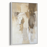 Elegant Abstract Expressionist Horse Art – Neutral Canvas Print