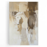 Elegant Abstract Expressionist Horse Art – Neutral Canvas Print