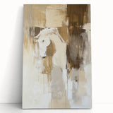 Elegant Abstract Expressionist Horse Art – Neutral Canvas Print