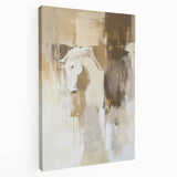 Elegant Abstract Expressionist Horse Art – Neutral Canvas Print