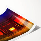 Minimalist Coastal Landscape Art – Sunset Torii Gate Ocean View Print