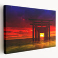 Minimalist Coastal Landscape Art – Sunset Torii Gate Ocean View Print