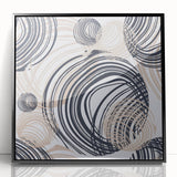 Abstract Art for Sale – Dynamic Swirling Navy & Beige Print