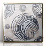 Abstract Art for Sale – Dynamic Swirling Navy & Beige Print
