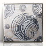 Abstract Art for Sale – Dynamic Swirling Navy & Beige Print