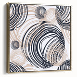 Abstract Art for Sale – Dynamic Swirling Navy & Beige Print