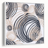 Abstract Art for Sale – Dynamic Swirling Navy & Beige Print