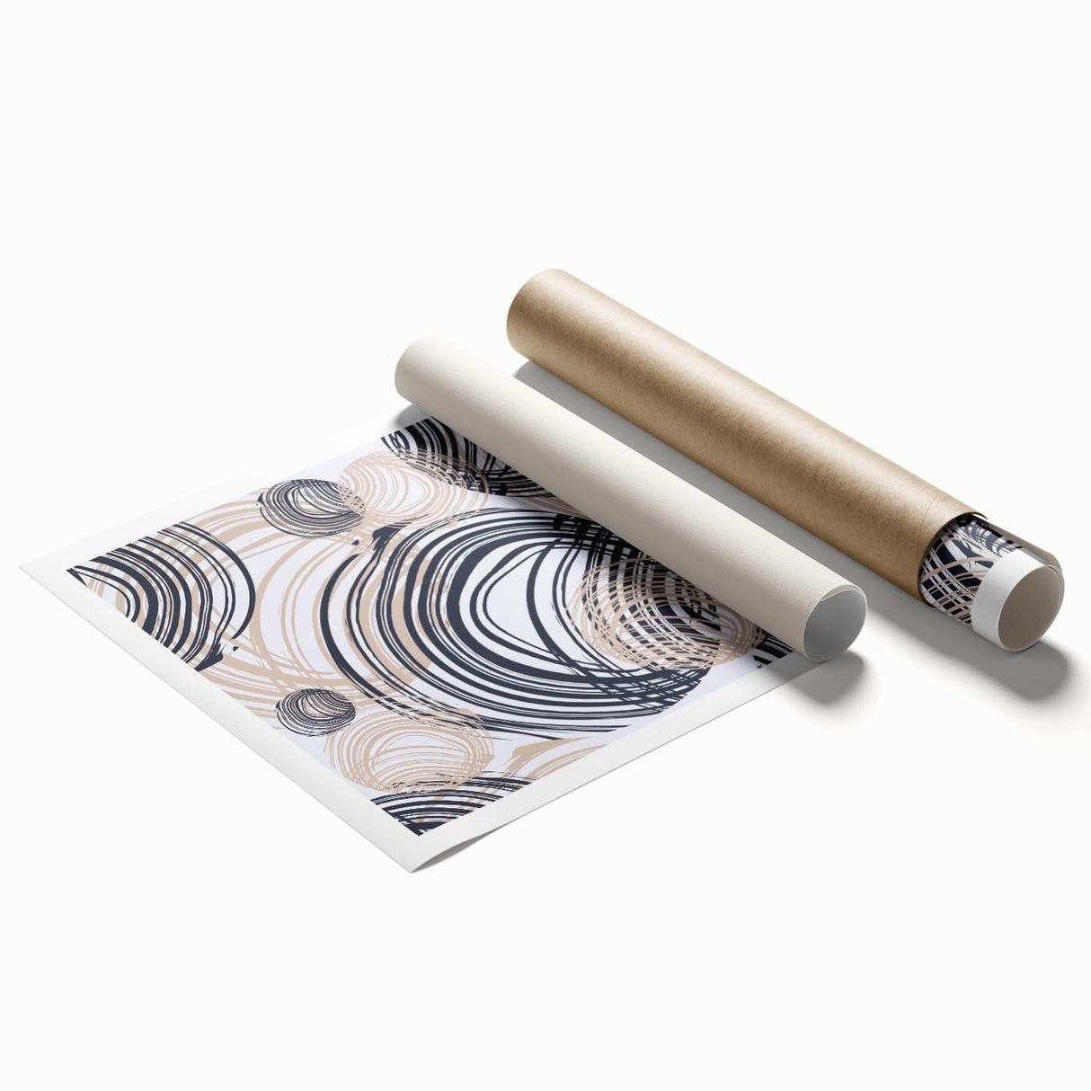 Abstract Art for Sale – Dynamic Swirling Navy & Beige Print