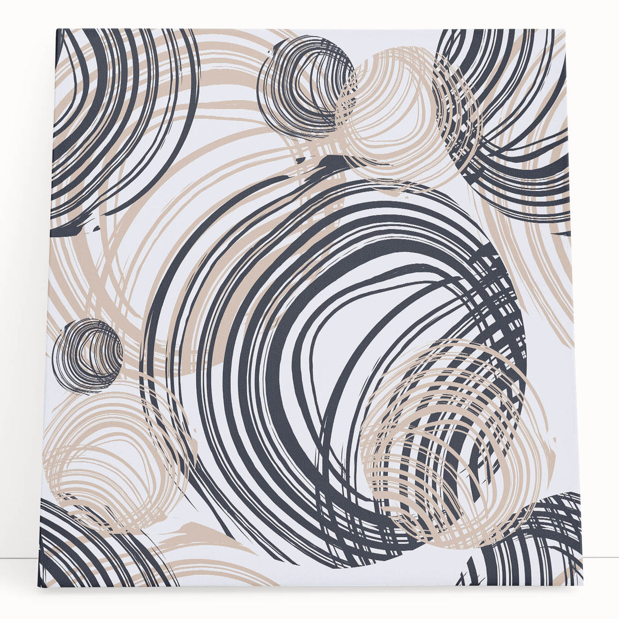 Abstract Art for Sale – Dynamic Swirling Navy & Beige Print