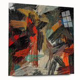 Large Abstract Canvas – Moody Modern Wall Art in Red, Black & Green