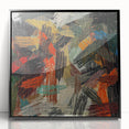 Large Abstract Canvas – Moody Modern Wall Art in Red, Black & Green