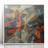 Large Abstract Canvas – Moody Modern Wall Art in Red, Black & Green