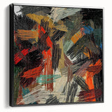 Large Abstract Canvas – Moody Modern Wall Art in Red, Black & Green