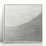 Contemporary Framed Abstract Art - Light Gray Textured Flow Design