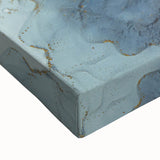 Modern Fluid Abstract Art – Gold & Blue Marble Ink Canvas