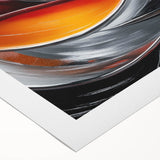 Fiery Abstract Oil Painting – Bold Red, Silver & Orange Wall Art