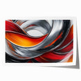 Fiery Abstract Oil Painting – Bold Red, Silver & Orange Wall Art