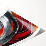 Fiery Abstract Oil Painting – Bold Red, Silver & Orange Wall Art