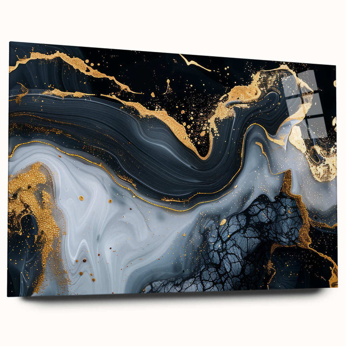 Luxury Black & Gold Abstract Painting – Modern Wall Art Print