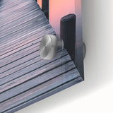 Minimalist Mountain Wall Art – Serene Lake and Pier Print