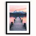 Minimalist Mountain Wall Art – Serene Lake and Pier Print